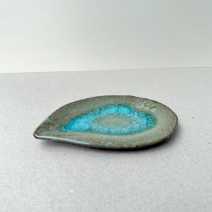 丹波燒＿丹山窯＿灰釉葉形＿小盤