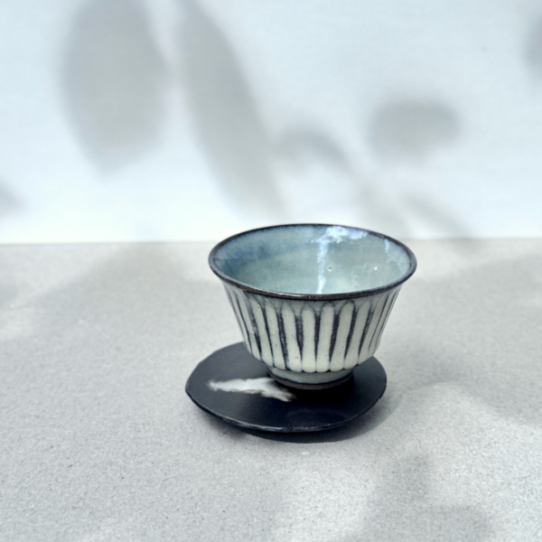 丹波燒＿陶芳窯＿茶杯＿鎬紋