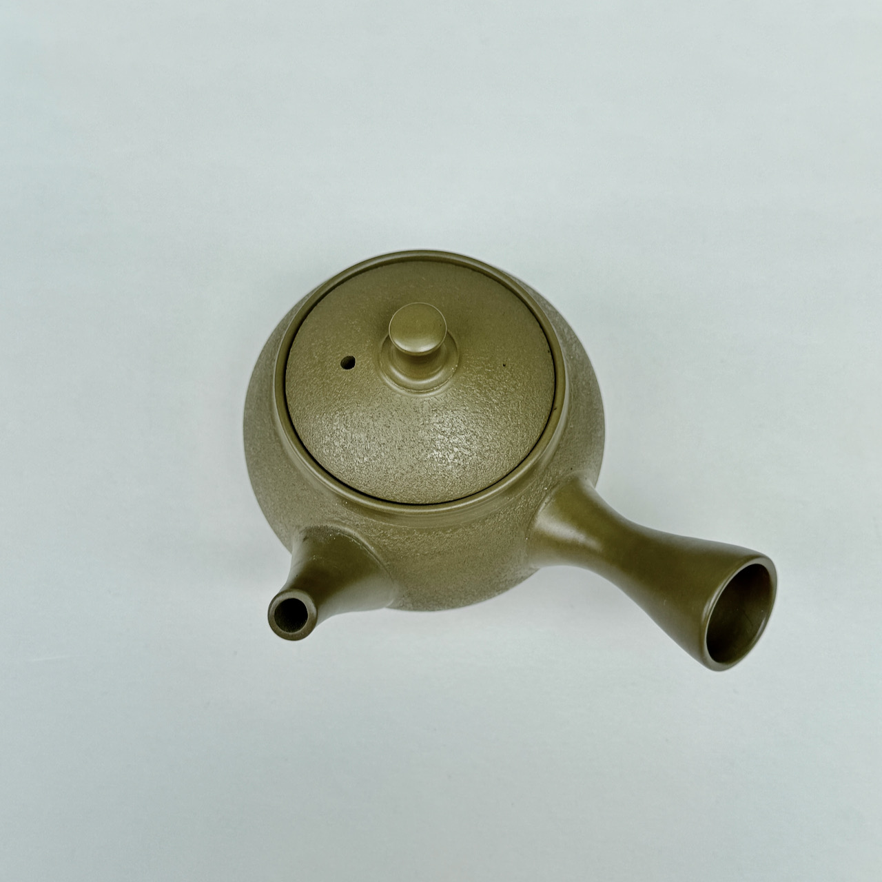 常滑燒＿春山窯＿橫手小急須茶壺＿綠泥