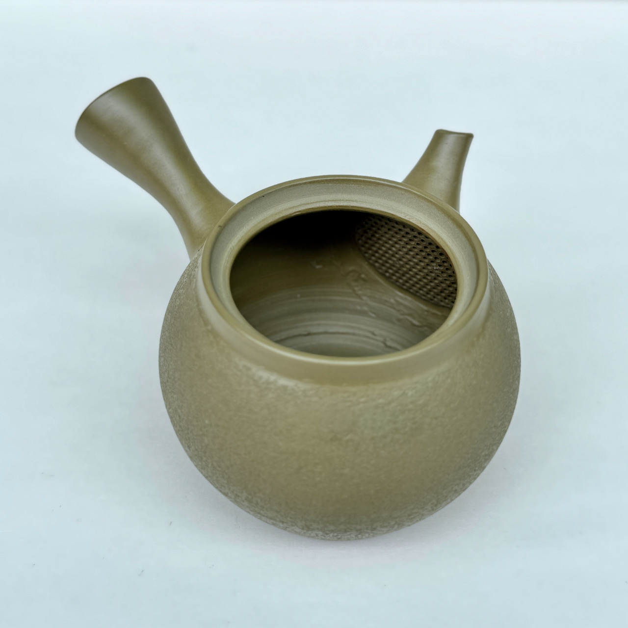 常滑燒＿春山窯＿橫手小急須茶壺＿綠泥