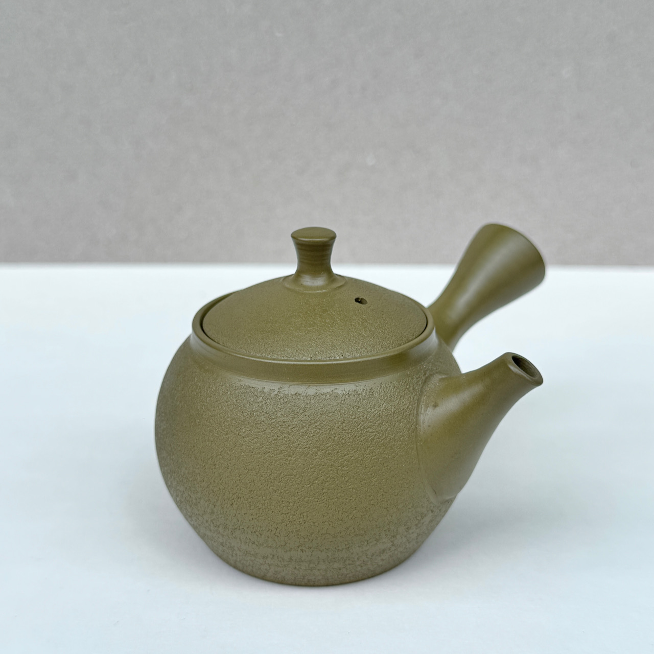 常滑燒＿春山窯＿橫手小急須茶壺＿綠泥