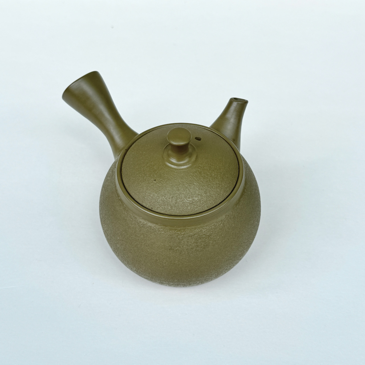 常滑燒＿春山窯＿橫手小急須茶壺＿綠泥