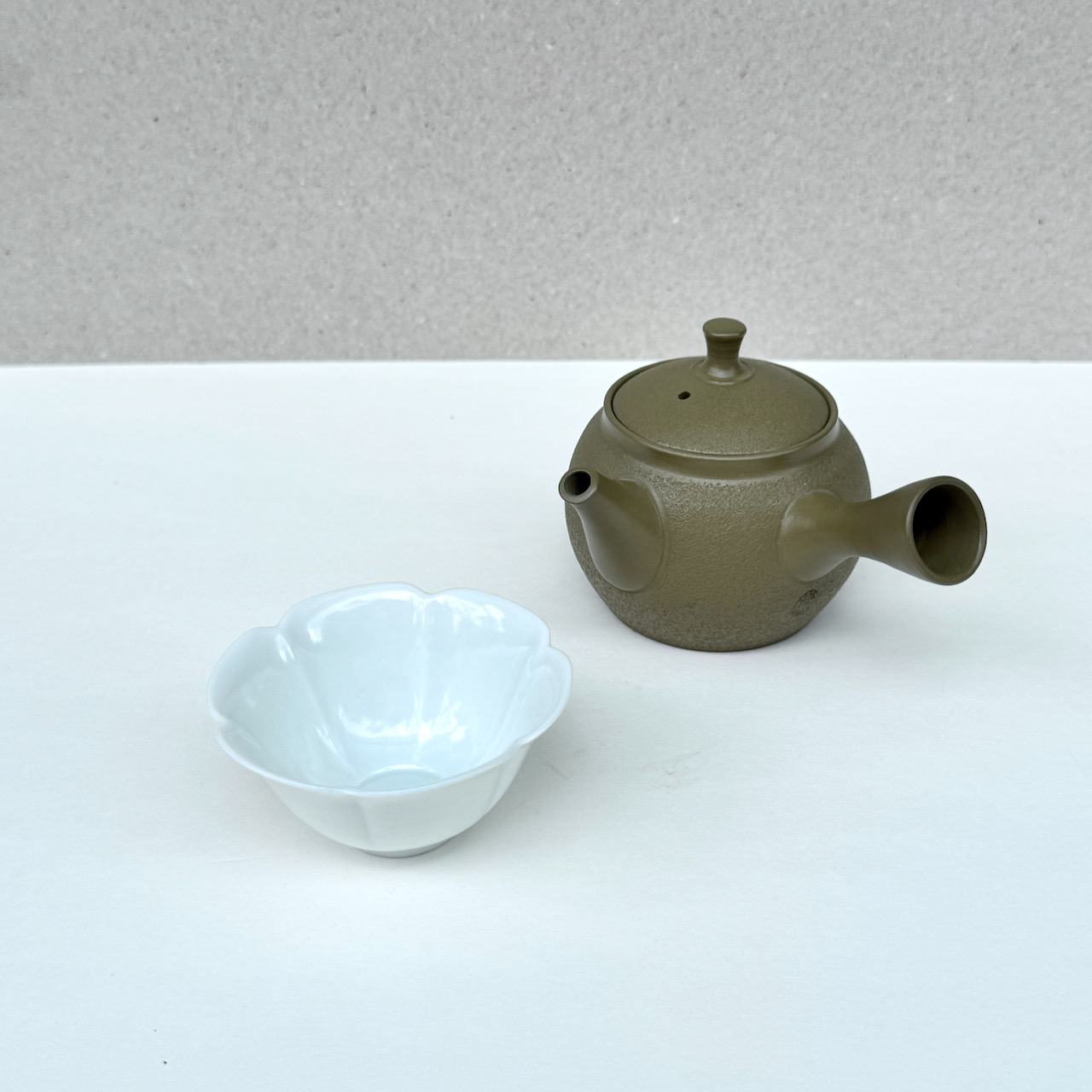 常滑燒＿春山窯＿橫手小急須茶壺＿綠泥