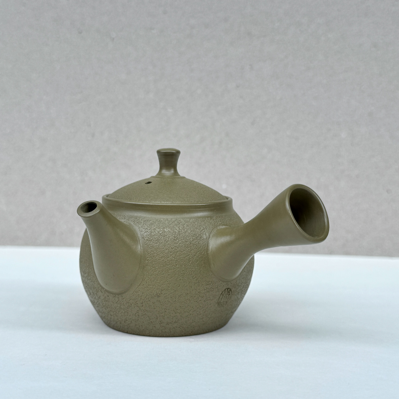 常滑燒＿春山窯＿橫手小急須茶壺＿綠泥