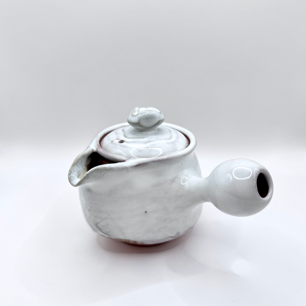 萩燒＿白釉 橫手急須 茶壺＿萩華山窯