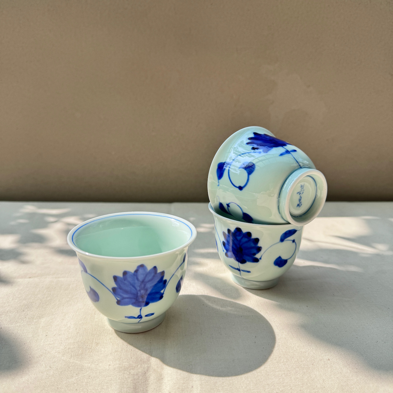 有田燒＿染付花絵 反煎茶杯＿其泉窯