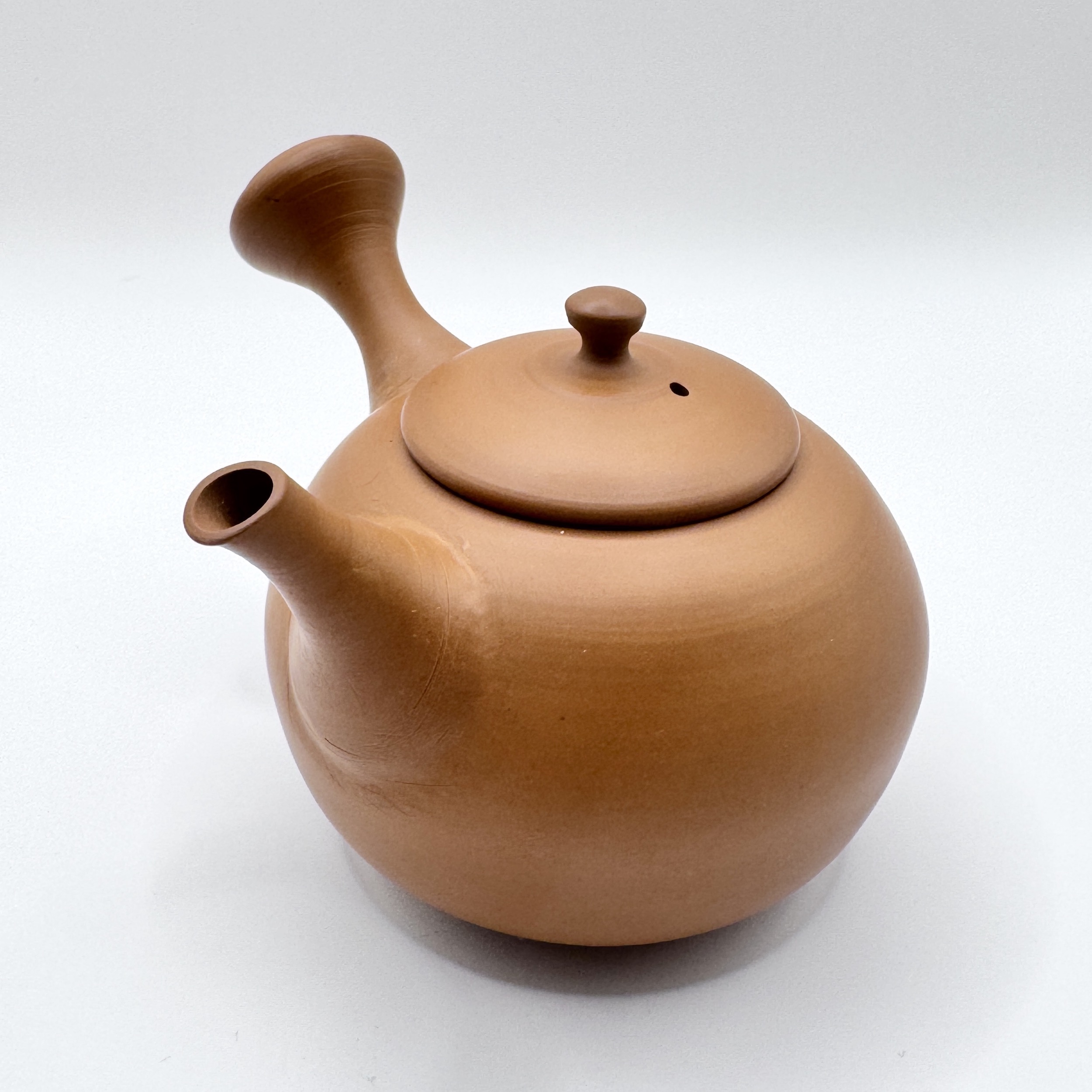 常滑燒＿本朱泥＿左手急須茶壺＿＿義翠窯