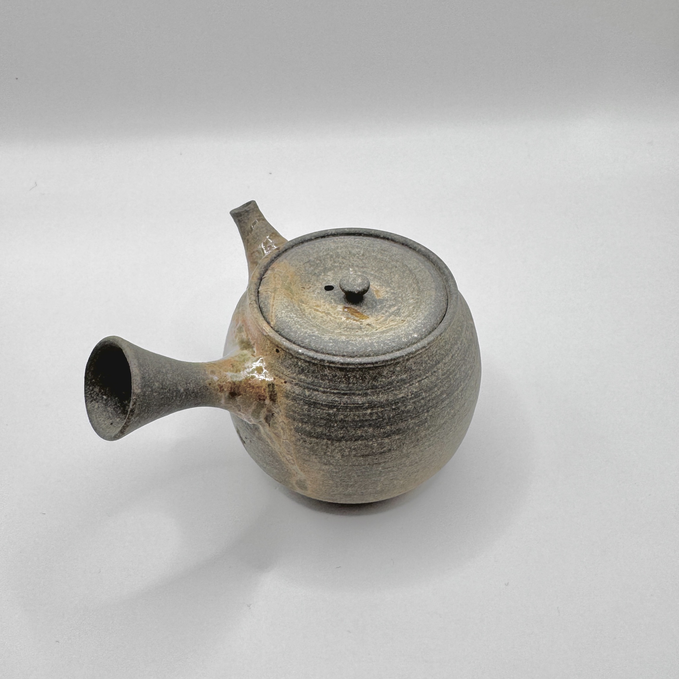 IMG_6136 常滑燒_義翠窯_藻掛燒締_橫手小急須茶壺